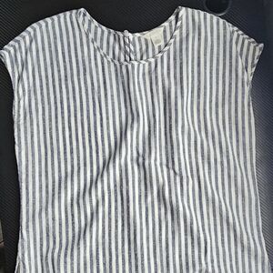 Caslon Navy and White Striped Blouse